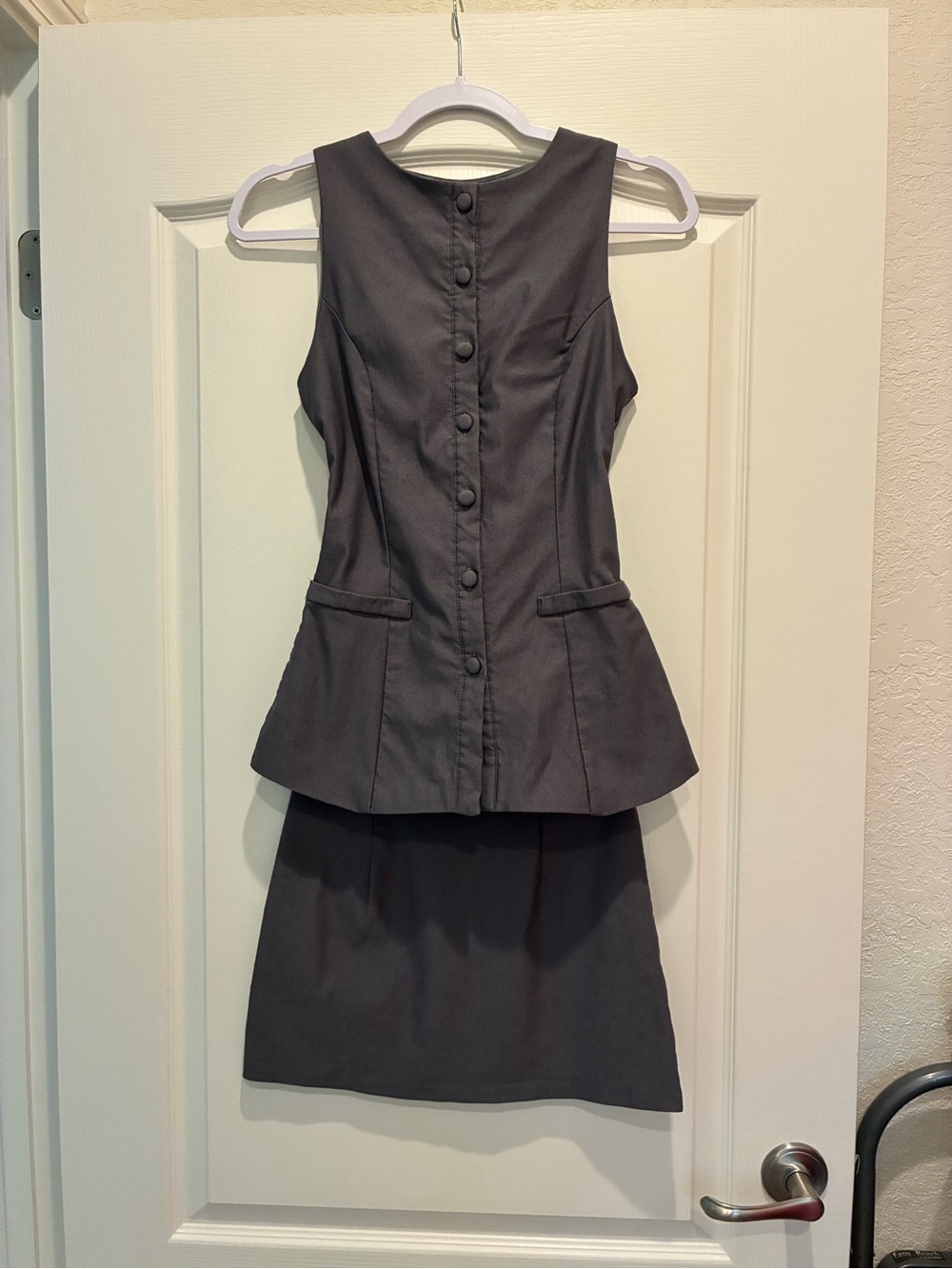 SHEIN Charcoal Gray Two-Piece Peplum Dress Set